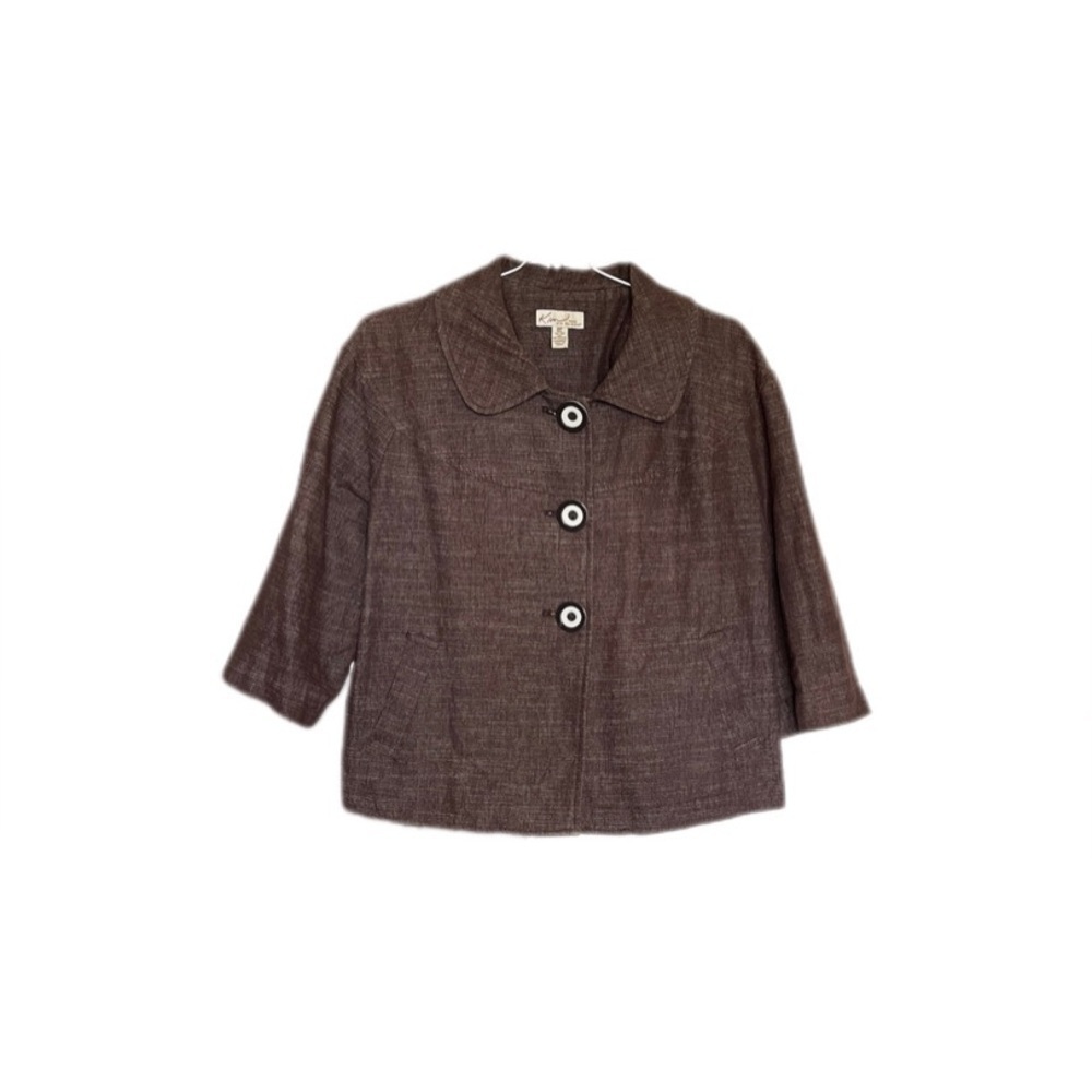 Kim Rogers Brown 3/4 Sleeve Lightweight Jacket Women’s 10 Petite